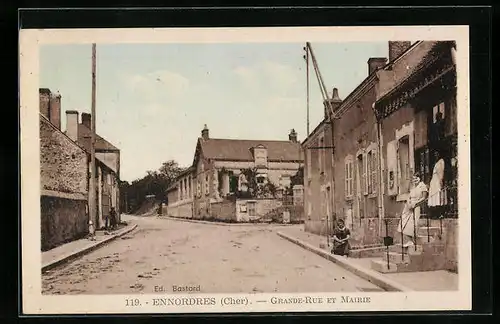 AK Ennordres, Grande-Rue et Mairie