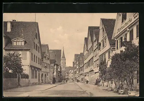 AK Schorndorf i. W., Obere Hauptstrasse mit Blick zur Kirche