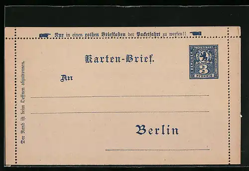 AK Berlin, Packetfahrt, Private Stadtpost