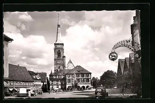 AK Schwabach, Königsplatz mit Rathaus