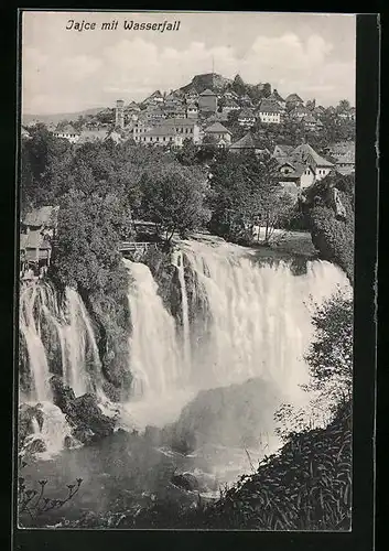 AK Jajce, Ortsansicht mit Wasserfällen