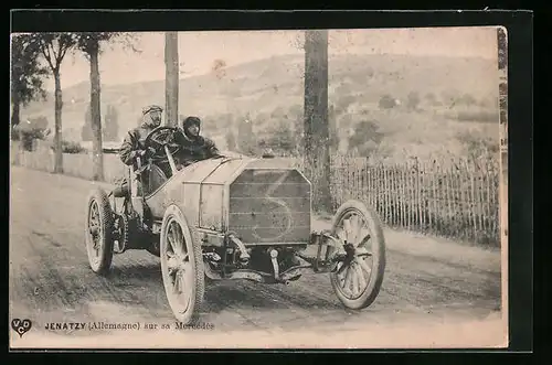 AK Jenatzy sur sa Mercédès. Autorennen