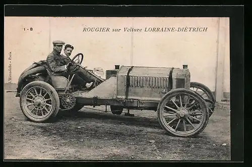 AK Rougier sur Voiture Lorraine-Diétrich, Autorennen