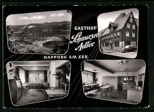 AK Happurg am See, Ortsansicht aus der Vogelschau, Gasthof Schwarzer Adler