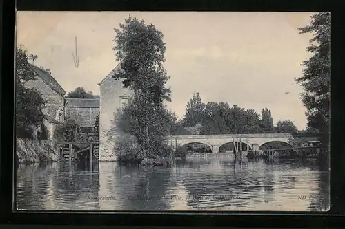 AK Romorantin, Le Moulin de la Ville, le Pont et le Déversoir