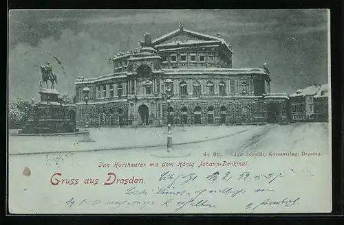 AK Dresden, Hoftheater mit König Johann-Denkmal