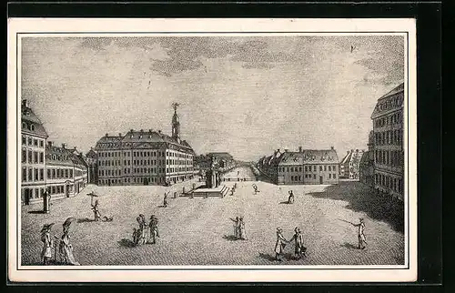 Künstler-AK Dresden-Neustadt, Marktplatz im XVIII. Jahrhundert