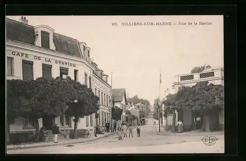 AK Villiers-sur-Marne, Rue de la Station, Strassenpartie