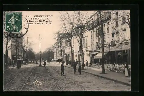 AK Charenton, St-Maurice, Rue de St-Mandé vers le Bois, Strassenpartie