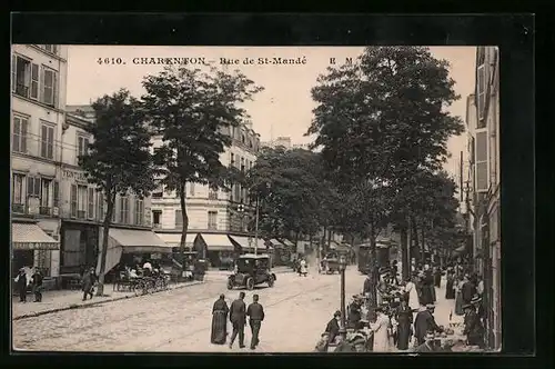 AK Charenton, Rue de St-Mandé, Strassenpartie