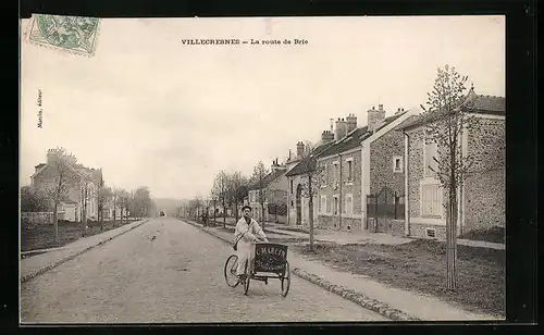 AK Villecresnes, La route de Brie