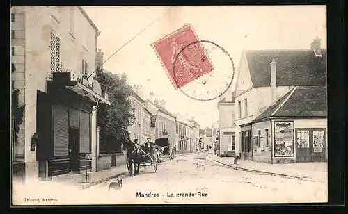 AK Mandres, La grande Rue, Strassenpartie