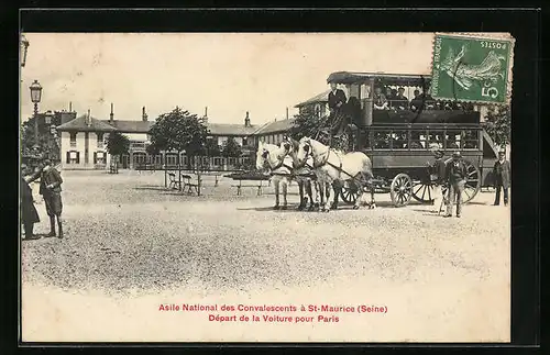 AK St-Maurice, Asile Nationale des Convalescents, Départ de la Voiture pour Paris