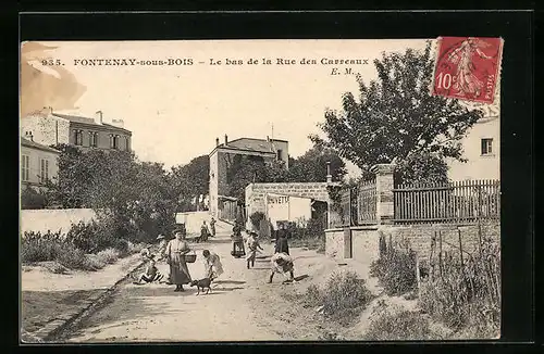 AK Fontenay-sous-Bois, Le Bas de la Rue des Carreaux, Strassenpartie