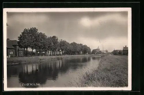 Foto-AK Zuidwolde, Ortspartie am Flussufer