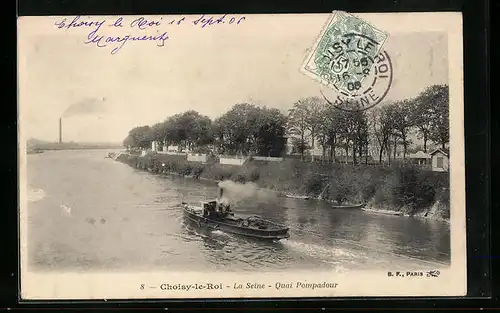 AK Choisy-le-Roi, la Seine, Quai Pompadour