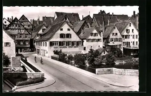 AK Riedlingen a. d. Donau, Ortspartie mit Engel-Drogerie Josef Ulrich