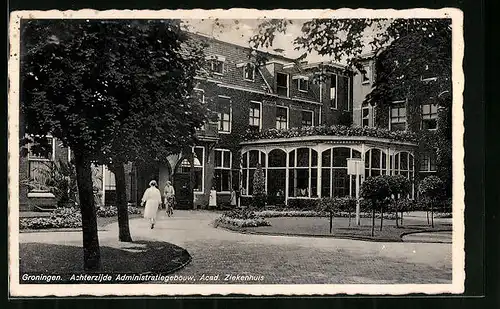 AK Groningen, Achterzijde Administratiegebouw, Acad. Ziekenhuis