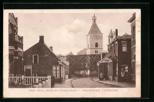 AK Uithuizen, Ned. Herv. Kerk en Postkantoor, Hoofdstraat
