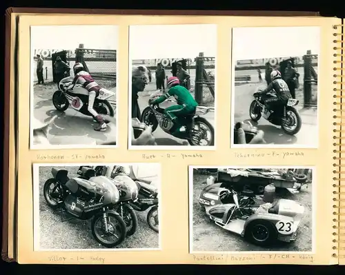 Fotoalbum mit 93 Fotografien, Motorrad-Rennen Brno, Grand Prix der Tschechoslowakei 1975, Yamaha, Harley, Norton, Honda