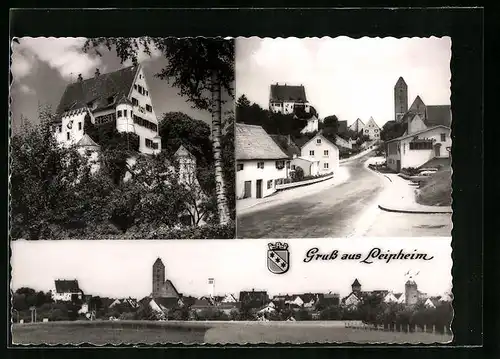 AK Leipheim, Strassenpartie im Ort, Schloss