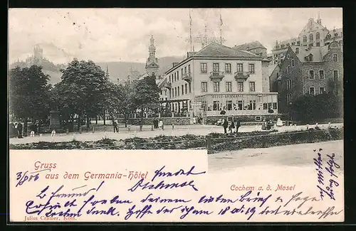 AK Cochem a. Mosel, Hotel Germania mit Promenade