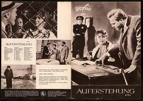 Filmprogramm PFP Nr. 1 /63, Auferstehung - Teil II., Jewgeni Matwejew, T. Sjomina, N. Sergejew, Regie: Michail Schweizer