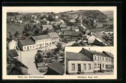 AK Biel-Bardenbach, Kaufhaus Rosa Veit, Ortsansicht aus der Vogelschau