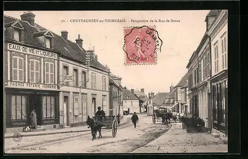 AK Chateauneuf-en-Thimerais, Perspective de la Rue de Dreux