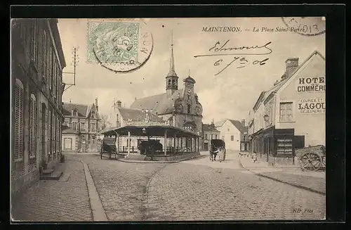 AK Maintenon, la Place Saint-Pierre, Hotel du Commerce