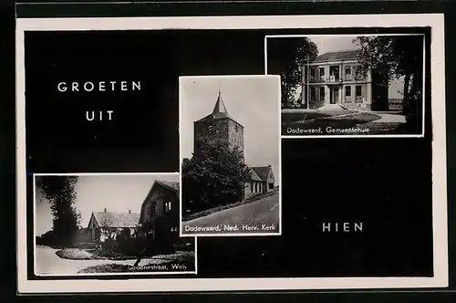 AK Hien, Groenstraat, Wely, Ned. Herv. Kerk, Gemeentehuis