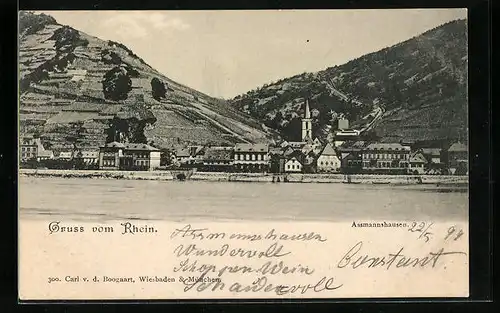 AK Assmannshausen, Panorama mit Rhein