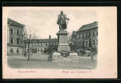 Relief-AK Delsnitz, Bismarckdenkmal mit Umgebung