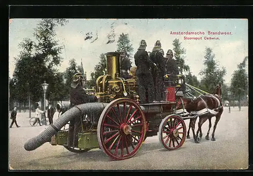 AK Amsterdam, Amsterdamsche Brandweer, Stoomspuit Cerberus, Feuerwehrwagen