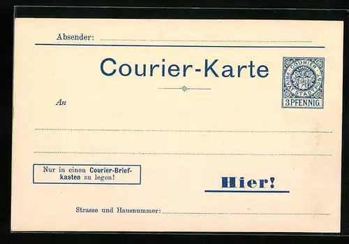 AK Courier-Karte, Private Stadtpost, Ganzsache