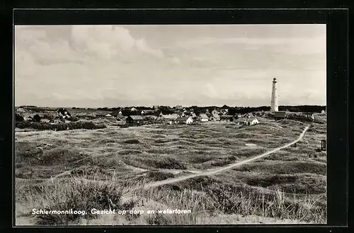 AK Schiermonnikoog, Gezicht op dorp en watertoren