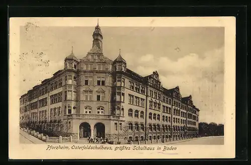 AK Pforzheim, Osterfeldschulhaus, grösste Schulhaus in Baden