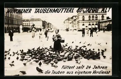 AK Münchener Taubenmutterl 80 Jahre alt