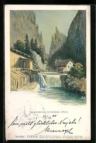 Künstler-AK Philipp + Kramer Nr.: Kufstein, Sparchenklamm