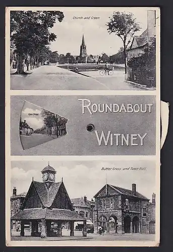 Mechanische-AK Witney, Roundabout, Butter Cross and Town Hall, Corn Street, Market Day