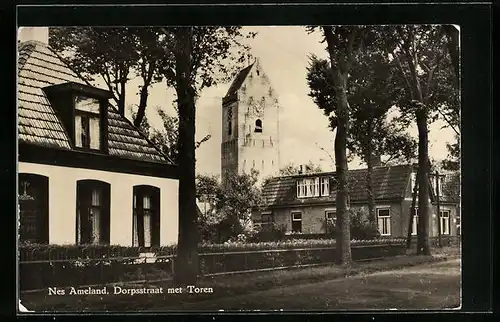 AK Nes / Ameland, Dorpsstraat met Toren