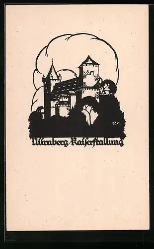 AK Scherenschnitt A. M. Schwindt, Kaiserstallung Dürnberg