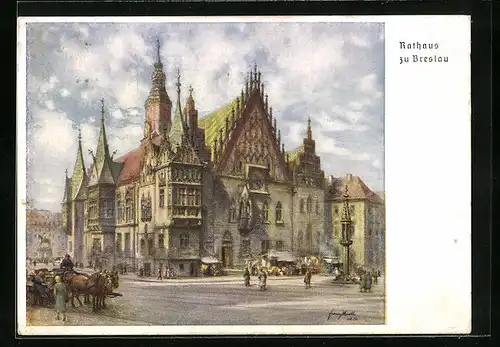 Künstler-AK Breslau, Am Rathaus