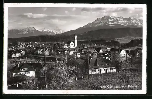 AK Gerliswil, Ortsansicht mit Pilatus