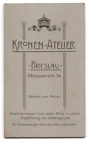 Fotografie Kronen-Atelier, Breslau, Ohlauerstr. 14, Dame mit Steckfrisur