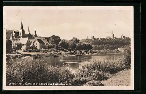 AK Bad Wimpfen, Stiftskirche i. T. gegen Ort