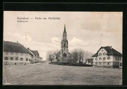 AK Gschwend, Partie am Marktplatz mit Gasthaus zur Krone