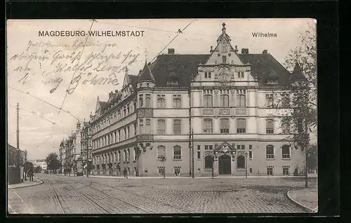 AK Magdeburg-Wilhelmstadt, Strassenpartie an der Wilhelma