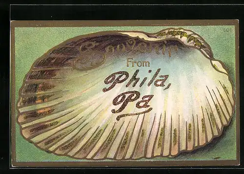 Präge-AK Souvenir from Phila, PA, Muschel