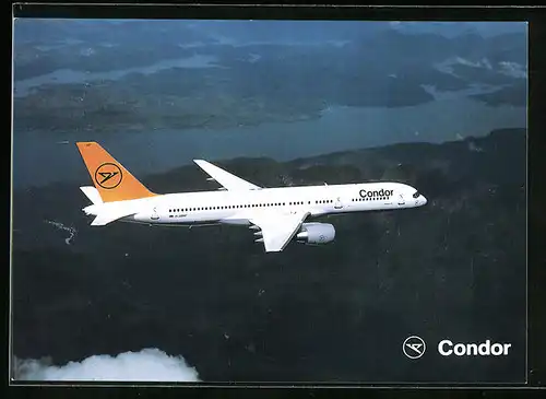 AK Flugzeug B 757 der Condor am Himmel